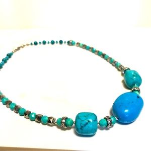 Turquoise & Silver-toned Necklace with Swarovski Crystals